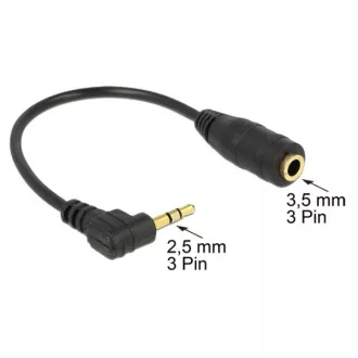 Kabel audio stereo Delock 2,5 mm męski prostokątny na 3,5 mm żeński, 3-pinowy 14 cm