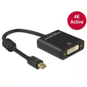 Adapter Delock mini DisplayPort 1.2 (wtyk) > DVI (gniazdo) 4K, aktywny, czarny