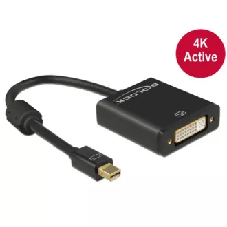 Adapter Delock mini DisplayPort 1.2 (wtyk) > DVI (gniazdo) 4K, aktywny, czarny Adapter Delock mini DisplayPort 1.2 (wtyk) > DVI (gniazdo) 4K, aktywny, czarny
