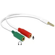 Adapter słuchawek Delock 1 x 3,5 mm 4-pinowe gniazdo stereo męskie > 2 x 3,5 mm 3-pinowe gniazdo stereo żeńskie (iPhone)