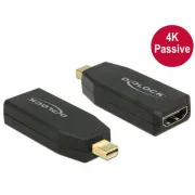 Adapter Delock mini Displayport 1.2 męski i HDMI żeński 4K pasywny czarny