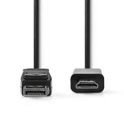 Nedis CCGB37100BK20 - Kabel DisplayPort - HDMI | Wtyczka DisplayPort - Złącze HDMI | 2 m | Czarny