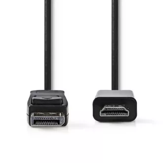 Nedis CCGB37100BK20 - Kabel DisplayPort - HDMI | Wtyczka DisplayPort - Złącze HDMI | 2 m | Czarny
