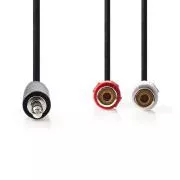 Nedis CAGB22250BK02 - Stereofoniczny kabel audio | Wtyk 3,5 mm - 2x Gniazdo RCA | 0,2 m | Czarny