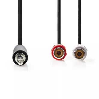 Nedis CAGB22250BK02 - Stereofoniczny kabel audio | Wtyk 3,5 mm - 2x Gniazdo RCA | 0,2 m | Czarny