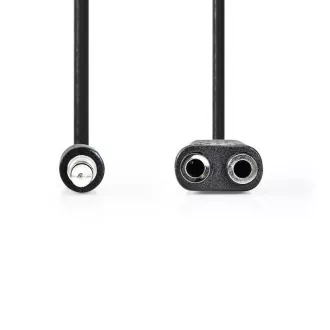 Nedis CAGB22100BK02 - Stereofoniczny kabel audio | Wtyk 3,5 mm - 2 × Gniazdo 3,5 mm | 0,2 m | Czarny