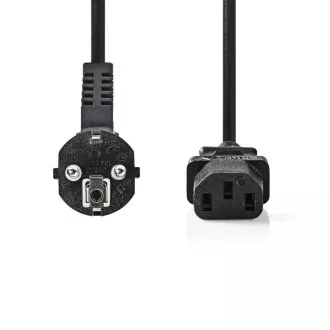 Nedis CEGB10000BK20 - Kabel zasilający | Wtyczka kątowa Schuko - IEC-320-C13 | 2 m | Czarny