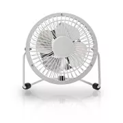 Nedis FNDK1WT10 - Metalowy mini wentylator | Średnica 10 cm | Zasilanie przez USB | Biały