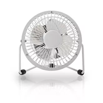 Nedis FNDK1WT10 - Metalowy mini wentylator | Średnica 10 cm | Zasilanie przez USB | Biały