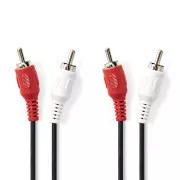 Nedis CAGB24200BK20 - Stereofoniczny kabel audio | 2x wtyk RCA - 2x wtyk RCA | 2 m | Czarny
