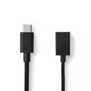 Nedis CCGB61710BK02 - Kabel USB 3.0 | Wtyczka Type-C - Gniazdo A | 0.15 m | Czarny
