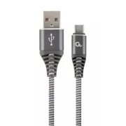 Kabel GEMBIRD CABLEXPERT USB 2.0 AM do Type-C (AM/CM), 2 m, w oplocie, szaro-biały, blister, JAKOŚĆ PREMIUM