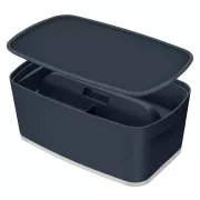 LEITZ Pudełko do przechowywania z pokrywką MyBox Cosy   Organizer z uchwytem, rozmiar S, aksamitny szary