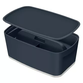 LEITZ Pudełko do przechowywania z pokrywką MyBox Cosy   Organizer z uchwytem, rozmiar S, aksamitny szary