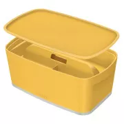 LEITZ Pudełko do przechowywania z pokrywką MyBox Cosy   Organizer z uchwytem, rozmiar S, ciepły żółty