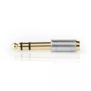 Nedis CAGC23930ME- Stereo Audio Adapter| Męski 6.35mm | Gniazdo 3.5mm | Pozłacany | Prosty | Metalowy | Srebrny | 1 szt.