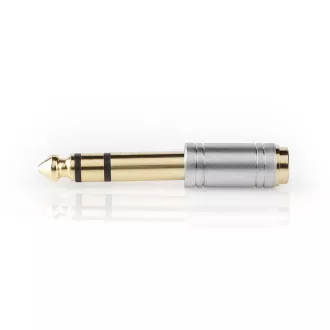 Nedis CAGC23930ME- Stereo Audio Adapter| Męski 6.35mm | Gniazdo 3.5mm | Pozłacany | Prosty | Metalowy | Srebrny | 1 szt.