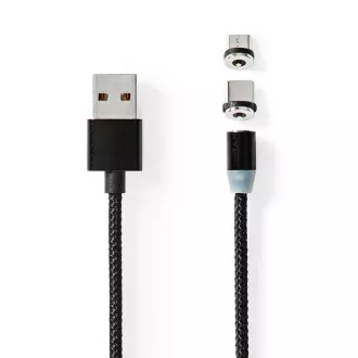Nedis CCGB60630BK20 - Kabel USB 2.0 | Wtyczka USB Micro-B / Wtyczka USB-C™ | 10 W | 2.00 m | Okrągły | Czarny