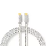 Nedis CCTB60800AL20 - Kabel USB 2.0 | Wtyczka USB-C™ | Wtyczka USB-C™ | 480 Mbps | 2.00 m | Srebrny