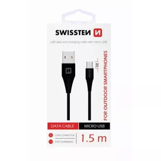 KABEL DANYCH SWISSTEN USB / MICRO USB 1,5 M CZARNY (9 mm)