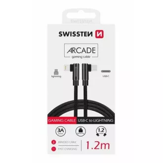 SWISSTEN TEKSTYLNY KABEL DO TRANSMISJI DANYCH ARCADE USB-C / LIGHTNING 1,2 M CZARNY SWISSTEN TEKSTYLNY KABEL DO TRANSMISJI DANYCH ARCADE USB-C / LIGHTNING 1,2 M CZARNY