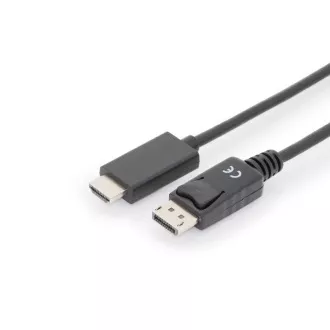 Digitus Adapter kablowy DisplayPort, DP - HDMI typ A, M/M, 2,0 m, z blokadą, DP 1.2_HDMI 2.0, 4K/60Hz, CE, niebieski