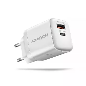 AXAGON ACU-PQ20W ACU-PQ20W zasilacz sieciowy 20 W, 2x port (USB-A   USB-C), PD3.0/PPS/QC4 /AFC/Apple, biały