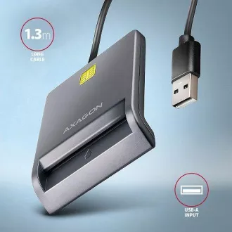 AXAGON CRE-SM3T, czytnik kart stykowych USB-A FlatReader Karta inteligentna (eObčanka), kabel 1,3 m AXAGON CRE-SM3T, czytnik kart stykowych USB-A FlatReader Karta inteligentna (eObčanka), kabel 1,3 m