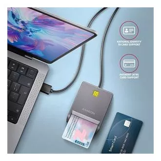 AXAGON CRE-SM3T, czytnik kart stykowych USB-A FlatReader Karta inteligentna (eObčanka), kabel 1,3 m AXAGON CRE-SM3T, czytnik kart stykowych USB-A FlatReader Karta inteligentna (eObčanka), kabel 1,3 m