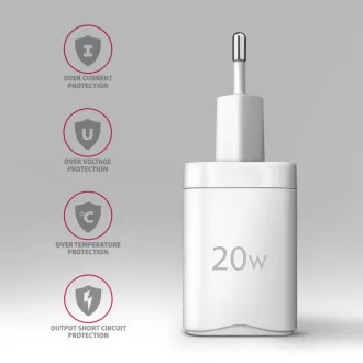AXAGON ACU-PD20W, ładowarka sieciowa 20 W, 1x port USB-C, PD3.0/PPS/QC4 /AFC/Apple, biała
