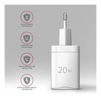 AXAGON ACU-PD20W, ładowarka sieciowa 20 W, 1x port USB-C, PD3.0/PPS/QC4 /AFC/Apple, biała