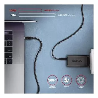 AXAGON BUCM32-CM05AB, kabel SPEED USB-C <-> USB-C, 0,5 m, USB 20 Gb/s, PD 100 W 5 A, 4K HD, ALU, oplot, czarny AXAGON BUCM32-CM05AB, kabel SPEED USB-C <-> USB-C, 0,5 m, USB 20 Gb/s, PD 100 W 5 A, 4K HD, ALU, oplot, czarny