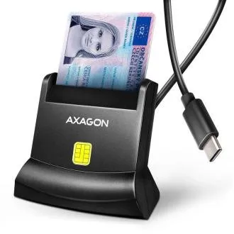 AXAGON CRE-SM4NC, czytnik kart kontaktowych Smart Card (eObčanka) z interfejsem USB-C, w wersji stojącej, kabel 1,2 m