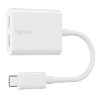 Belkin USB-C Adapter/Disconnector - USB-C Power   USB-C Audio/Charging Adapter, biały
