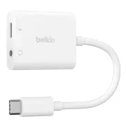 Belkin USB-C Adapter/Sleeve 1x USB-C M/ 1x USB-C F moc 60W   1x 3,5 mm jack, biały