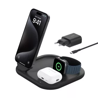Belkin BOOST CHARGE™ Qi2 15W 3w1 magnetyczna podstawka ładująca, składana, czarna