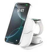 Belkin UltraCharge Qi2 25 W 3 w 1 – magnetyczna ładowarka do iPhone'a/Apple Watch/AirPods, biała