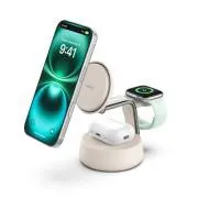 Belkin UltraCharge PRO Qi2 25 W 3 w 1 – magnetyczna ładowarka do iPhone’a/Apple Watch/AirPods, kolor piaskowy