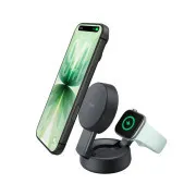 Belkin UltraCharge PRO Qi2 25 W 2 w 1 – magnetyczna ładowarka do iPhone'a/Apple Watch/AirPods, ciemnoszara