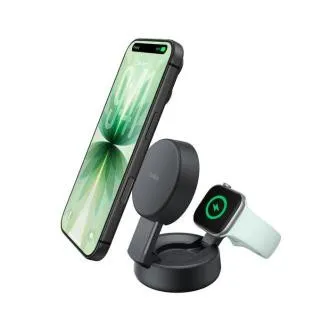 Belkin UltraCharge PRO Qi2 25 W 2 w 1 – magnetyczna ładowarka do iPhone'a/Apple Watch/AirPods, ciemnoszara Belkin UltraCharge PRO Qi2 25 W 2 w 1 – magnetyczna ładowarka do iPhone'a/Apple Watch/AirPods, ciemnoszara
