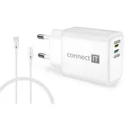 CONNECT IT DUPLEX Adapter ładowania 1xLightning   1×USB-C, 20W, kabel 27W, BIAŁY