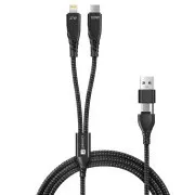 CONNECT IT Wirez 4w1 1x USB-C, 1x Lightning, 1,25 m, CZARNY