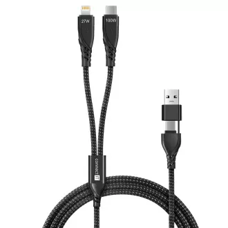 CONNECT IT Wirez 4w1 1x USB-C, 1x Lightning, 1,25 m, CZARNY