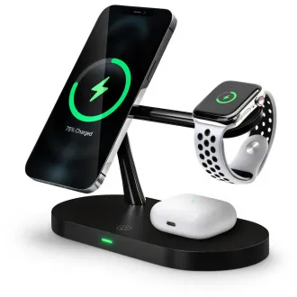 Ładowarka bezprzewodowa CONNECT IT MultiCharge 5 w 1 MagSafe Wireless Fast Charge, CZARNA