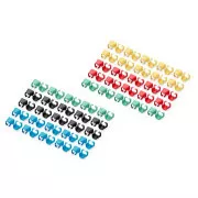 Kolorowe klipsy DIGITUS do kabli krosowych, opakowanie 100 sztuk, mieszane (po 20 sztuk w każdym kolorze: czerwony, zielony, niebieski, żółty, czarny)