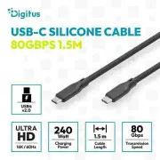 Kabel silikonowy Digitus USB4 w wersji 2.0, USB 80 Gb/s, 1,5 m, czarny
