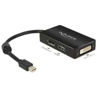 Adapter mini Displayport 1.1 męski > Displayport / HDMI / DVI żeński pasywny czarny