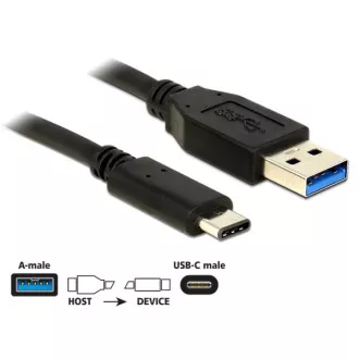 Delock SuperSpeed USB 10 Gb/s (USB 3.1, Gen 2) Typ-A męski > USB Typ-C™ męski 0,5 m czarny