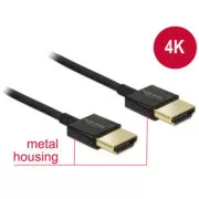 Delock Szybki kabel HDMI z Ethernetem - HDMI-A męski i HDMI-A męski 3D 4K 1m Slim Premium