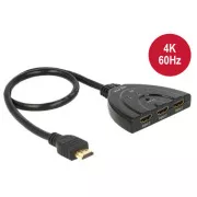 Delock Delock HDMI UHD Switch 3 x HDMI in > 1 x HDMI out 4K ze zintegrowanym kablem 50 cm